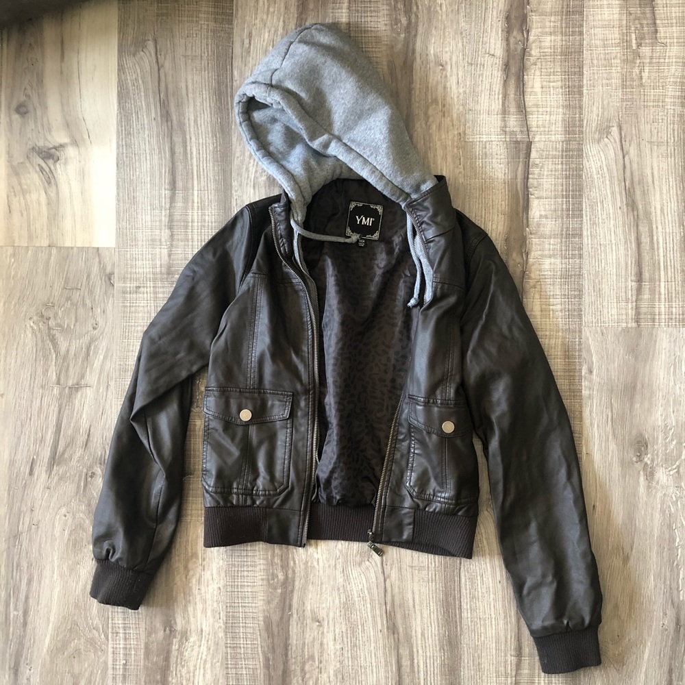 brown faux leather jacket
